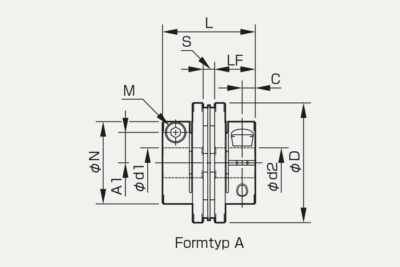 Abmessungen Lamellenkupplung Servoflex SFC SA2 Reinraum