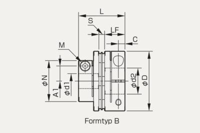 Abmessungen Lamellenkupplung Servoflex SFC SA2 Reinraum