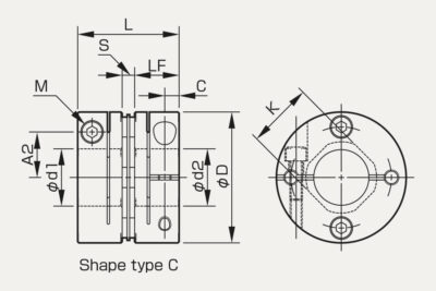 Dimensions Disc Pack Coupling Servoflex SFC DA2 cleanroom