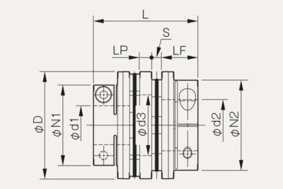 Dimensions Dics pack coupling Servoflex SFF DS-B