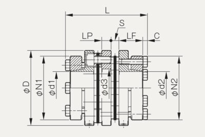 Abmessungen Lamellenkupplung Servoflex SFF DS-K
