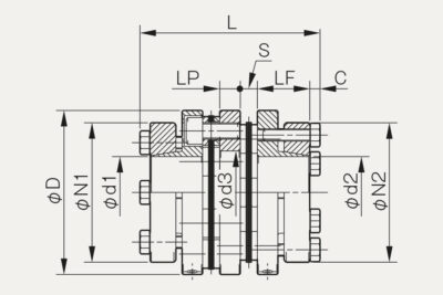 Dimensions Dics pack coupling Servoflex SFF DS-K