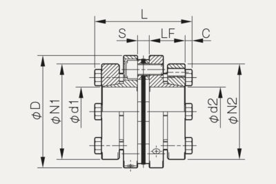 Abmessungen Lamellenkupplung Servoflex SFF SS-K