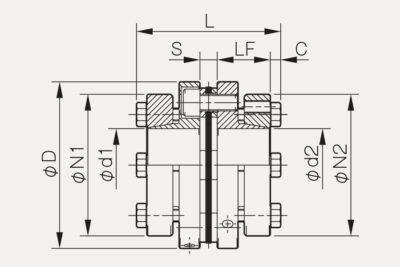 Dimensions Dics pack coupling Servoflex SFF SS-K