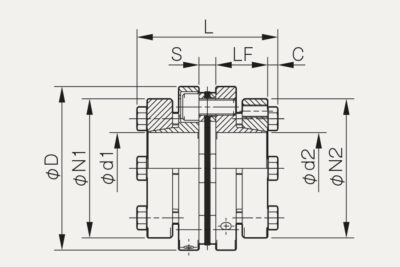 Abmessungen Lamellenkupplung Servoflex SFM SS-K