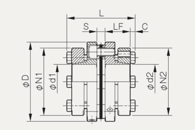 Dimensions Dics pack coupling Servoflex SFM SS-K