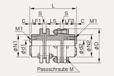 Abmessungen Servoflex SFS G-M Lamellenkupplung