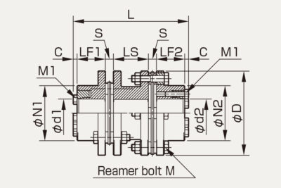 Dimensions Dics pack coupling Servoflex SFS G-M