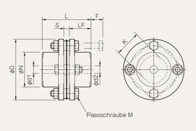 Abmessungen Lamellenkupplung Servoflex SFS S