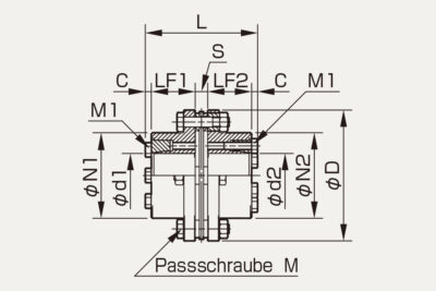 Abmessungen Servoflex SFS S-M Lamellenkupplung