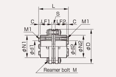 Dimensions Servoflex SFS S-M Disc pack coupling