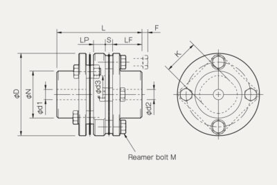 Dimensions Servoflex SFS W Disc pack coupling