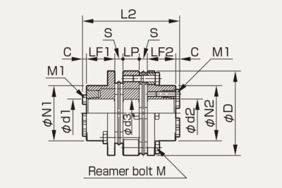 Dimensions Servoflex SFS W-M Disc pack coupling