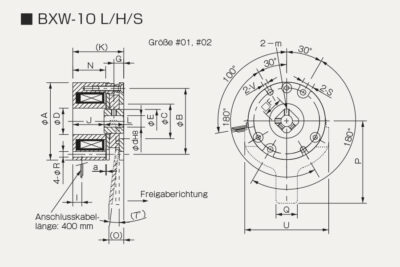 Abmessungen Sicherheitsbremse BXW L H S