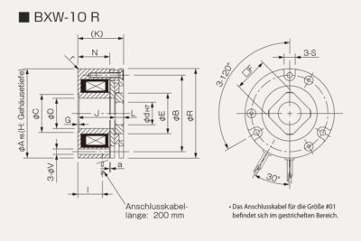 Abmessungen Sicherheitsbremse BXW R