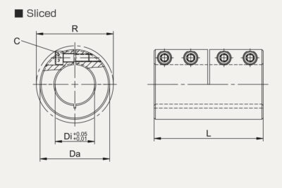 Dimensions Rigid coupling STK sliced