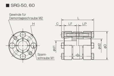 Abmessungen Starre Kupplung Servorigid SRG