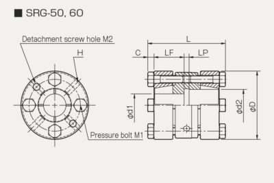 Dimensions rigid coupling Servorigid SRG