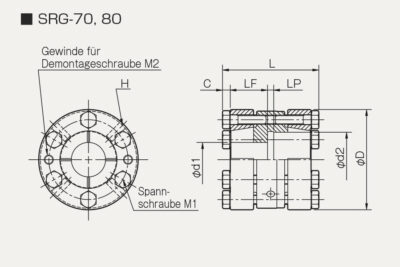 Abmessungen Starre Kupplung Servorigid SRG