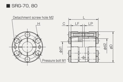Dimensions rigid coupling Servorigid SRG