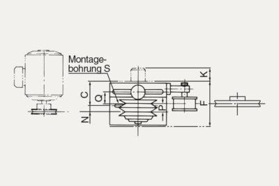 Abmessungen Drehzahlwechsler mit Riemenschreibe Modell L