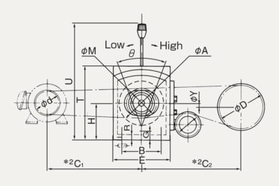 Dimensions Speed changer with pulley model L