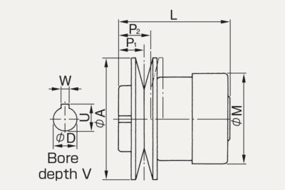Dimensions Speed changer with pulley model P