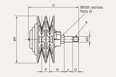 Dimensions Speed changer with pulley model T