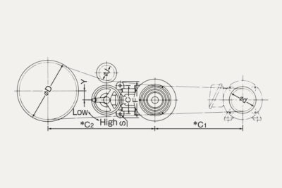 Dimensions Speed changer with pulley model U