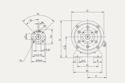 Abmessungen elektromagnetische Kupplungs- und Bremsmodul Modell 121