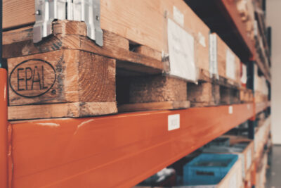 Section of a High Bay Warehouse with Euro Pallets
